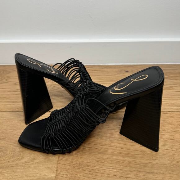 NEW Sam Edelman Laurette Block Heel Mule Sandal Strappy Black Size 5.5 - Picture 6 of 10